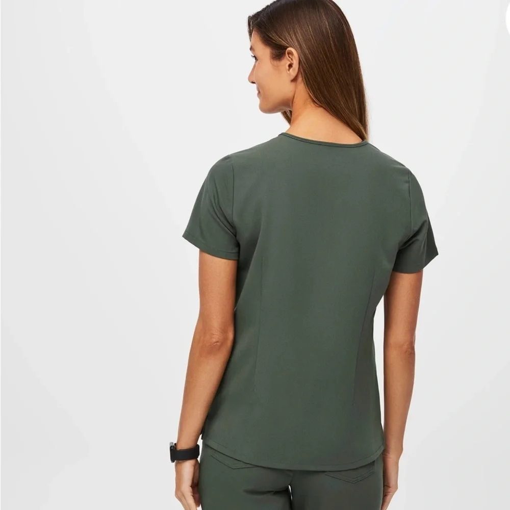 Figs Women's Catarina One-Pocket Olive Green V-Neck Scrub Top size L medical - Picture 2 of 7